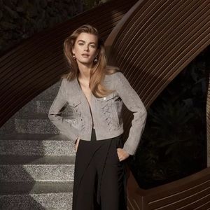 BCBGMAXAZRIA STELLA STUDED Genuine LEATHER JACKET